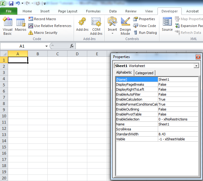 Limited Usable Area In A Worksheet In Excel 2010