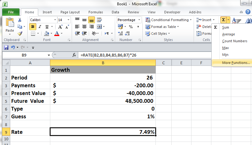 Growth rates in Excel Excelyze