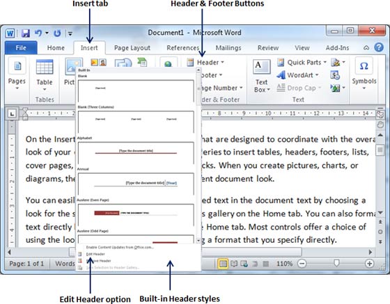 Header And Footer On Microsoft Word