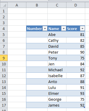 Numbering Rows in a Table in Excel 2010